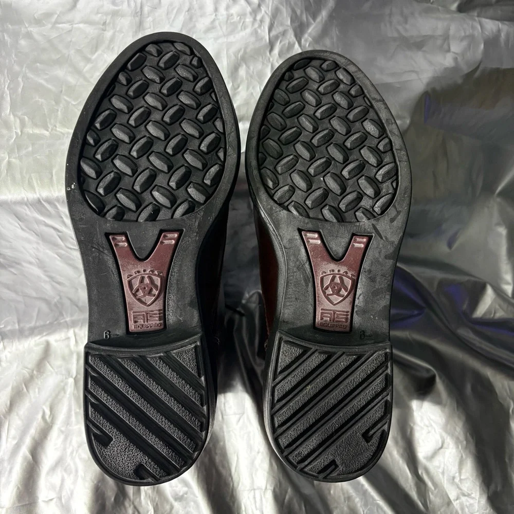 Ariat Brown Leather Lace Up Winter Work Riding Boots Red Flannel Lined Men’s 6.5